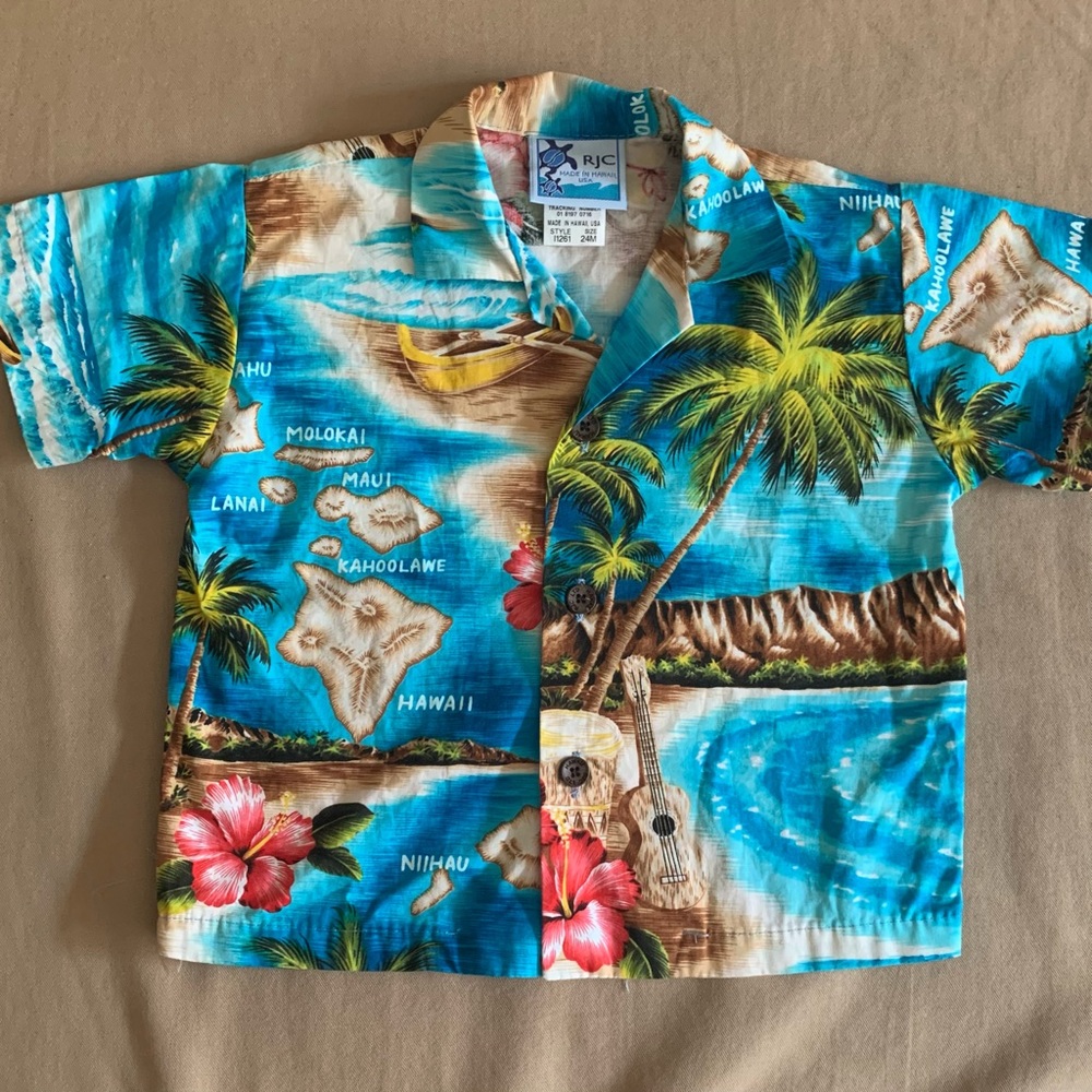 Toddlers 100% Cotton Luau Shirt Hawaiian Made